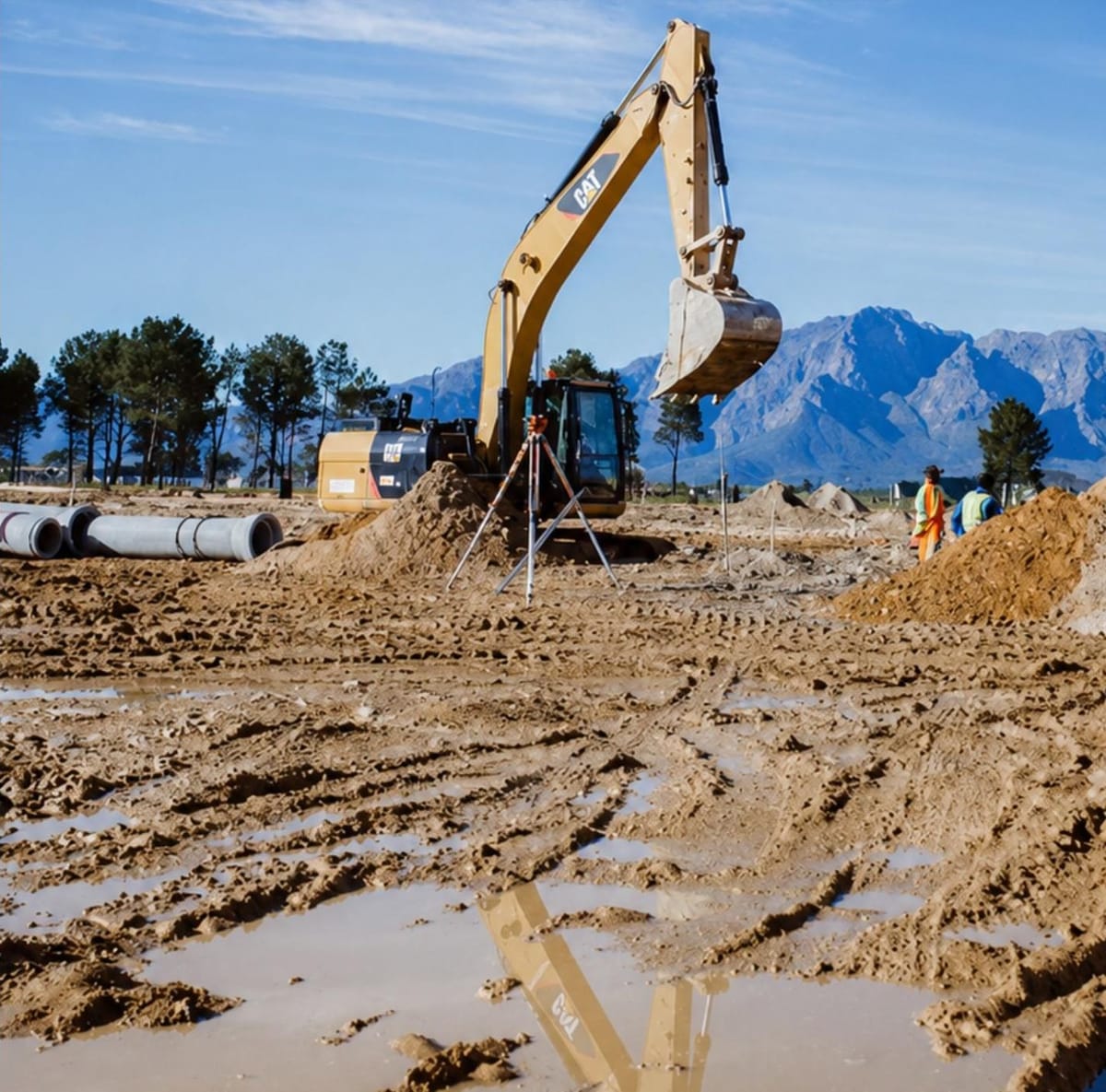 Excavator working on an earthworks site